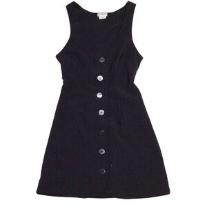 Cooperative Black Tuxedo Vest Mini Dress Button Front Sleeveless Lined Size 0